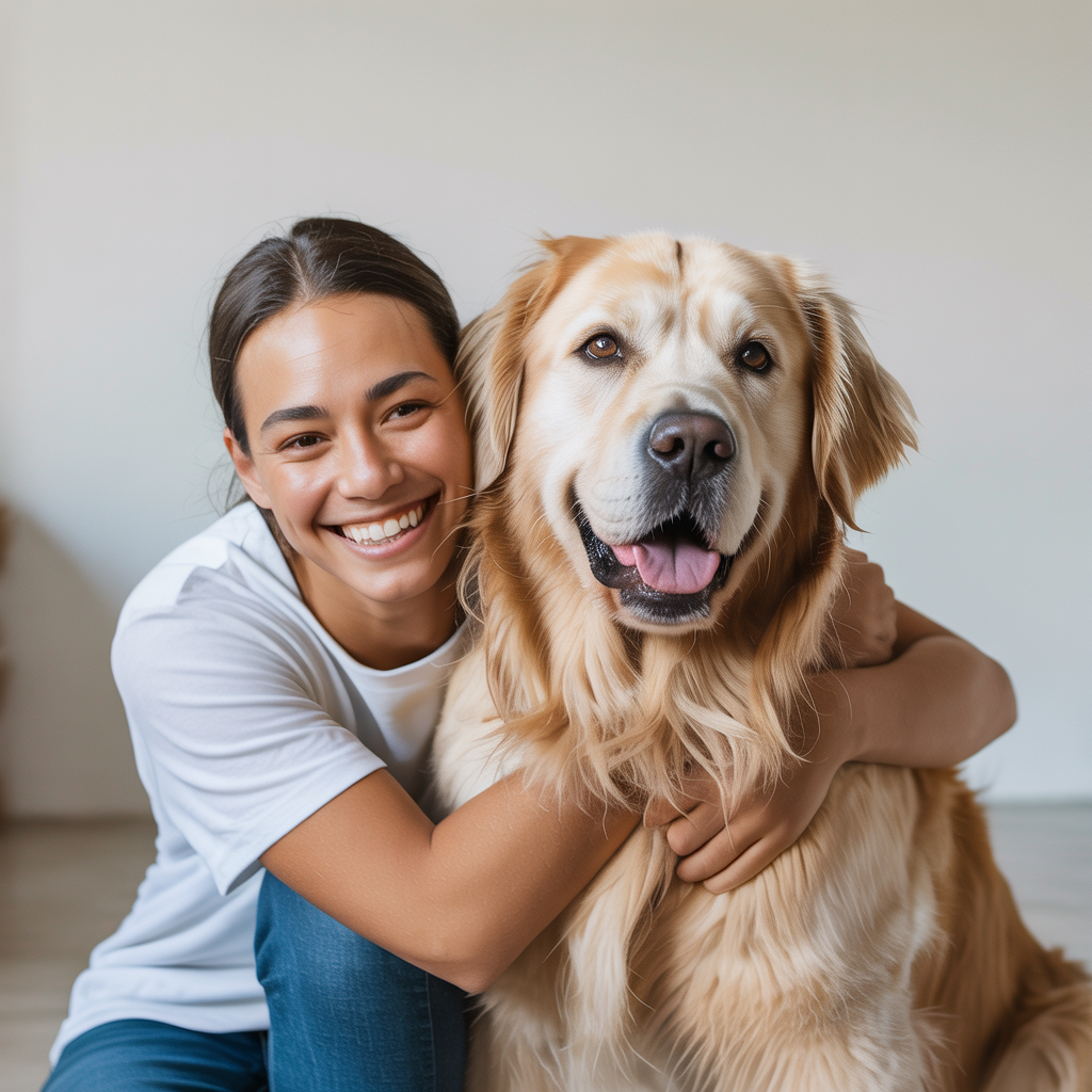 Happy pet owner with max pet